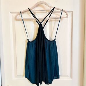 Blue and black lightweight fluttery banana republic top